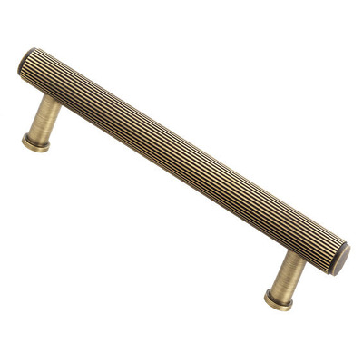 Alexander & Wilks Crispin Reeded T-Bar Cupboard Pull Handle (128mm, 160mm OR 224mm c/c), Antique Brass - AW809R-AB ANTIQUE BRASS - 160mm c/c
