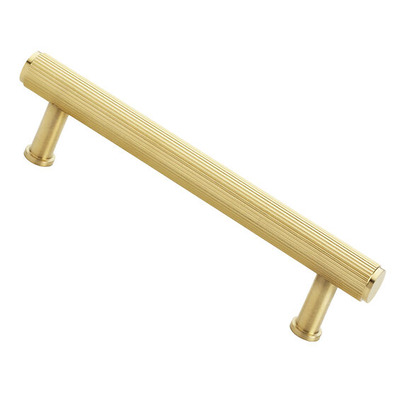 Alexander & Wilks Crispin Reeded T-Bar Cupboard Pull Handle (128mm, 160mm OR 224mm c/c), Satin Brass PVD - AW809R-SBPVD SATIN BRASS PVD - 160mm c/c