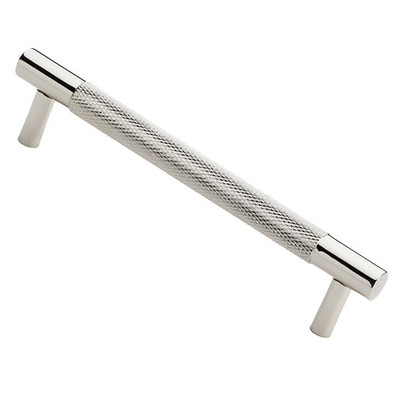 Alexander & Wilks Brunel Knurled T-Bar Cupboard Pull Handle (96mm - 448mm c/c), Polished Nickel - AW810-PN POLISHED NICKEL - 128mm c/c
