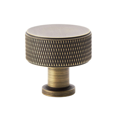 Alexander & Wilks Lucia Knurled Cupboard Knob (29mm OR 35mm), Antique Brass - AW807K-AB ANTIQUE BRASS - 35mm