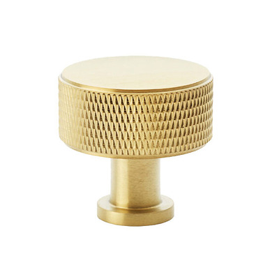 Alexander & Wilks Lucia Knurled Cupboard Knob (29mm OR 35mm), Satin Brass PVD - AW807K-SBPVD SATIN BRASS PVD - 29mm