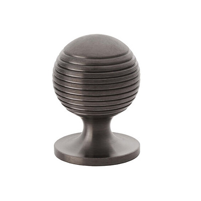 Alexander & Wilks Caesar Cupboard Knob On Round Rose (25mm, 32mm OR 38mm), Dark Bronze PVD - AW832-DBZPVD DARK BRONZE PVD - 32mm