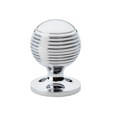 Alexander & Wilks Caesar Cupboard Knob On Round Rose (25mm, 32mm OR 38mm), Polished Chrome - AW832-PC POLISHED CHROME - 25mm