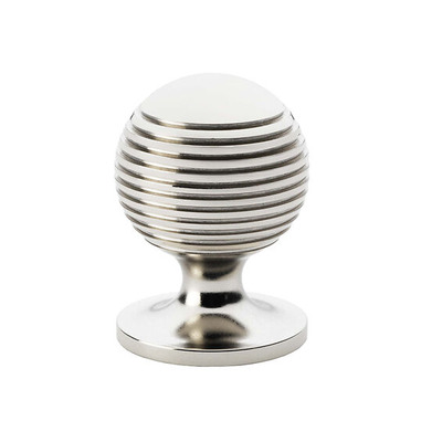 Alexander & Wilks Caesar Cupboard Knob On Round Rose (25mm, 32mm OR 38mm), Polished Nickel - AW832-PN POLISHED NICKEL - 25mm