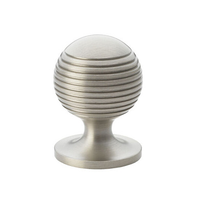 Alexander & Wilks Caesar Cupboard Knob On Round Rose (25mm, 32mm OR 38mm), Satin Nickel - AW832-SN SATIN NICKEL - 25mm