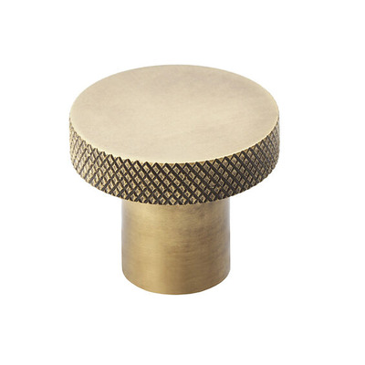 Alexander & Wilks Hanover Knurled Circular Cupboard Knob (30mm OR 38mm), Antique Brass - AW802-AB ANTIQUE BRASS - 30mm
