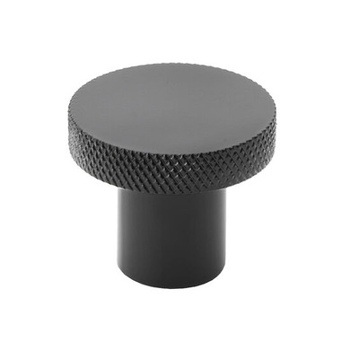 Alexander & Wilks Hanover Knurled Circular Cupboard Knob (30mm OR 38mm), Black - AW802-BL BLACK - 38mm