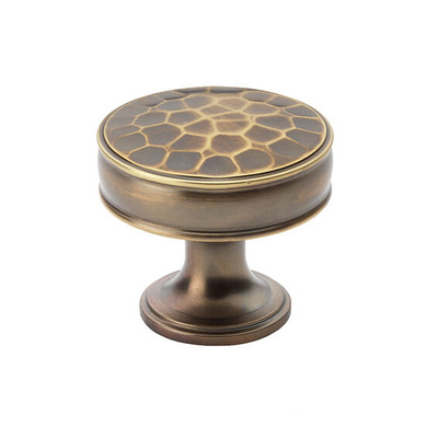Alexander & Wilks Lynd Hammered Cupboard Knob (32mm OR 38mm), Antique Brass - AW818-AB ANTIQUE BRASS - 32mm