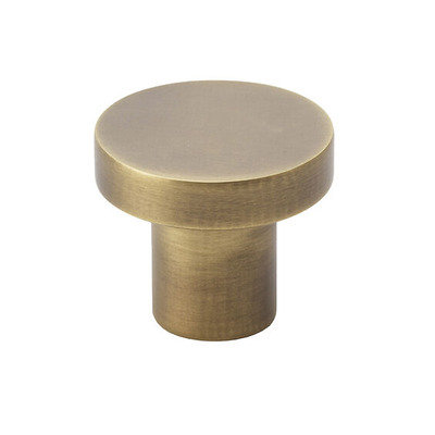 Alexander & Wilks Hanover Plain Cupboard Knob (30mm OR 38mm), Antique Brass - AW821-30-AB ANTIQUE BRASS - 30mm