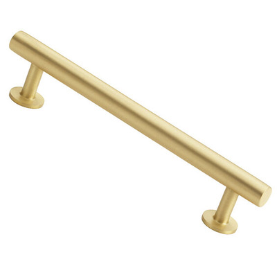 Alexander & Wilks Round T-Bar Cupboard Pull Handle (128mm, 160mm OR 192mm c/c), Satin Brass - AW814-SB SATIN BRASS - 192mm c/c