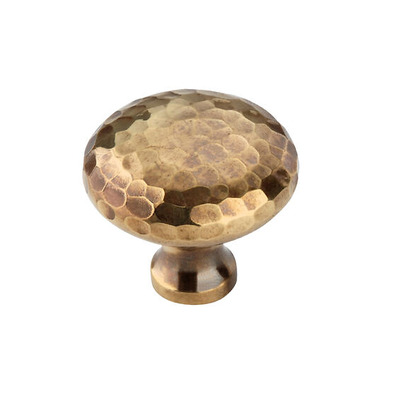 Spira Brass Hammered Mushroom Cupboard Knob (32mm OR 38mm), Aged Brass - SB2337AB  AGED BRASS - 32mm