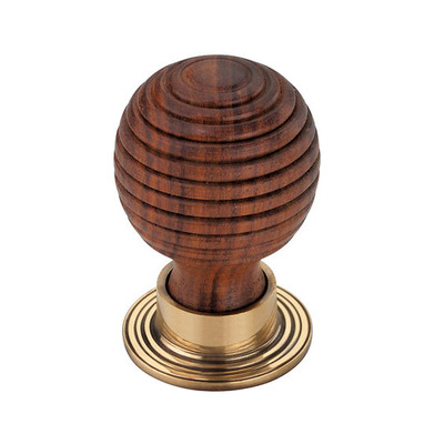 Spira Brass Rosewood Preston Cupboard Knob (35mm OR 38mm), Rosewood With Antique Brass Rose - SB2343AB  ROSEWOOD WITH AGED BRASS ROSE - SMALL
