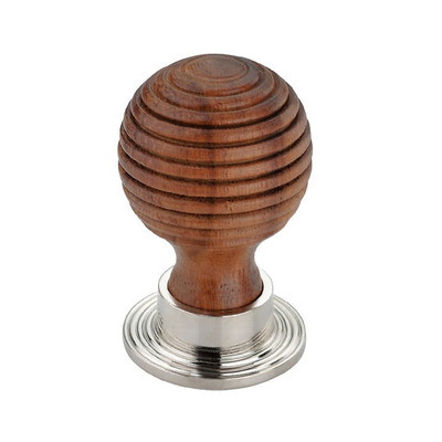 Spira Brass Rosewood Preston Cupboard Knob (35mm OR 38mm), Rosewood With Polished Nickel Rose - SB2343PN  ROSEWOOD WITH POLISHED NICKEL ROSE - SMALL