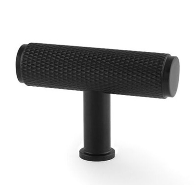 Alexander & Wilks Crispin Knurled T-Bar Cupboard Knob (55mm Width), Black - AW801-55-BL MATT BLACK