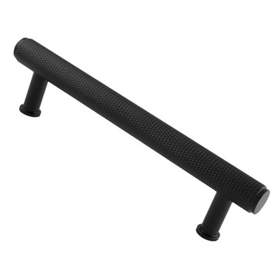 Alexander & Wilks Crispin Knurled T-bar Cupboard Pull Handle (128mm, 160mm OR 224mm c/c), Black - AW809-BL MATT BLACK - 160mm c/c