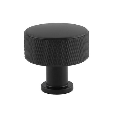 Alexander & Wilks Lucia Knurled Cupboard Knob (29mm OR 35mm), Black - AW807K-BL MATT BLACK - 35mm