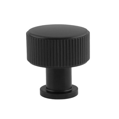 Alexander & Wilks Lucia Reeded Cupboard Knob (29mm OR 35mm), Black - AW807R-BL MATT BLACK - 29mm