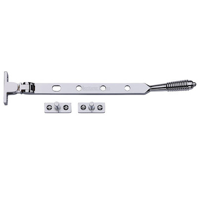 Heritage Brass Casement Window Stay Reeded Design (10" OR 12"), Polished Chrome - V892-PC POLISHED CHROME - 254mm (10")