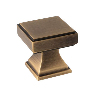 Alexander & Wilks Jesper Square Cupboard Knob (30mm x 30mm), Antique Brass - AW806-30-AB  ANTIQUE BRASS - 30mm