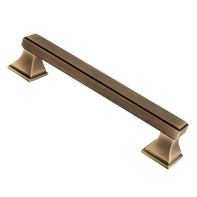 Alexander & Wilks Jesper Square Cupboard Pull Handle (128mm, 160mm OR 224mm c/c), Antique Brass - AW813-AB  ANTIQUE BRASS - 224mm c/c