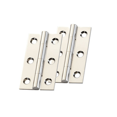 Alexander & Wilks Heavy Pattern Solid Brass Cabinet Butt Hinges (2", 2.5" OR 3"), Polished Nickel - AW050-CH-PN POLISHED NICKEL - 50mm x 28mm x 1.5mm