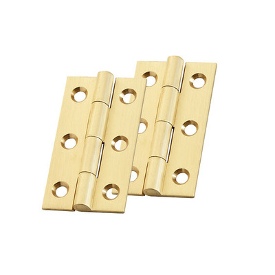 Alexander & Wilks Heavy Pattern Solid Brass Cabinet Butt Hinges (2", 2.5" OR 3"), Satin Brass - AW050-CH-SB SATIN BRASS - 64mm x 35mm x 2.2mm