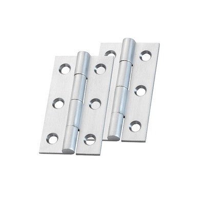 Alexander & Wilks Heavy Pattern Solid Brass Cabinet Butt Hinges (2", 2.5" OR 3"), Satin Chrome - AW050-CH-SC SATIN CHROME - 50mm x 28mm x 1.5mm