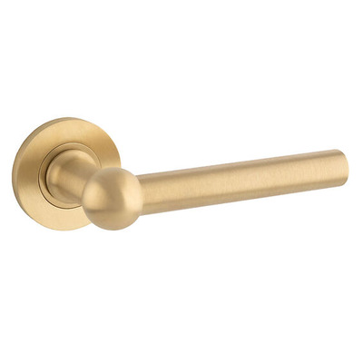 Alexander & Wilks Siskin Door Handles On Round Rose, Satin Brass PVD - AW250-SBPVD SATIN BRASS PVD