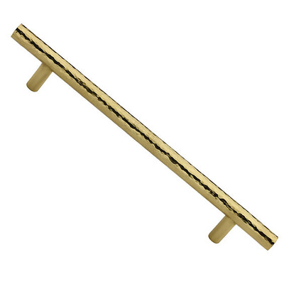 Heritage Brass T Bar Hammered Design Cabinet Pull Handle (101mm, 128mm, 160mm OR 203mm c/c), Polished Brass - HAM0361 101-PB POLISHED BRASS - 160mm c/c