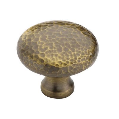 Heritage Brass Victorian Round Hammered Design Cabinet Knob (32mm OR 38mm), Antique Brass - HAM113 32-AT ANTIQUE BRASS - 38mm