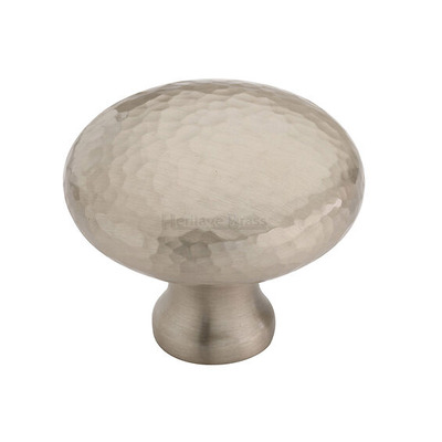 Heritage Brass Victorian Round Hammered Design Cabinet Knob (32mm OR 38mm), Satin Nickel - HAM113 32-SN SATIN NICKEL - 32mm