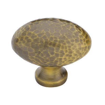 Heritage Brass Victorian Oval Hammered Design Cabinet Knob (32mm OR 38mm), Antique Brass - HAM114 32-AT ANTIQUE BRASS - 32mm