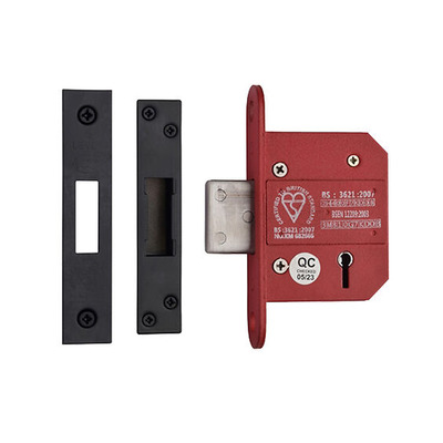 Heritage Brass York British Standard 5 Lever Deadlock, Matt Black - YKDLBS52N-BLK 64mm (2.5 INCH) - MATT BLACK