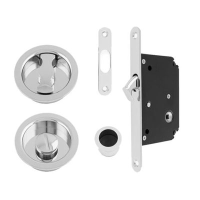Alexander & Wilks Radius Sliding Door Lock Set, Polished Chrome - AW110RPC POLISHED CHROME - RADIUS