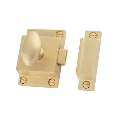 Alexander & Wilks Cupboard Latch With Oval Turn, Satin Brass PVD - AW730SBPVD SATIN BRASS PVD