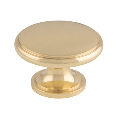 Alexander & Wilks Cambridge Round Cupboard Knob, Polished Brass - AW849-38-PB POLISHED BRASS